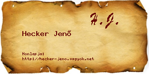 Hecker Jenő névjegykártya